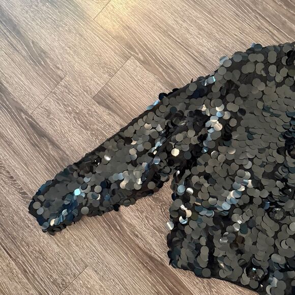 Express Tricot Vintage Large Sequin Disc Cardigan Jacket - Picture 2 of 12